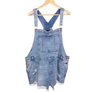 Wild Fable Blue Jean Shortalls Fringe Hem Distressed Denim Overalls Plus Size 3X